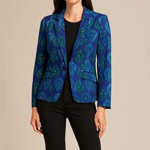 Jones New York Size 8 Blue Print Blazer